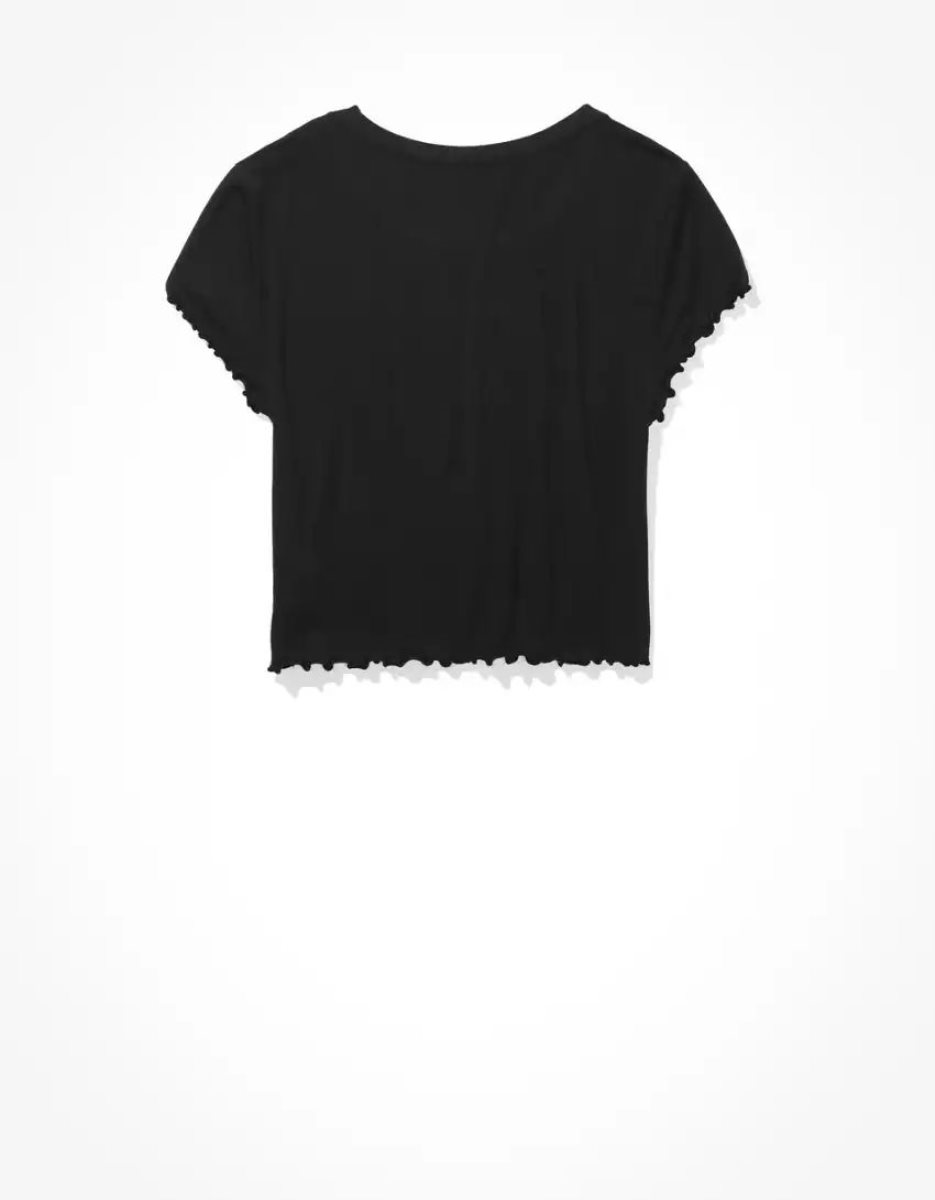 T Shirts American Eagle AE Cropped Soft & Sexy Tee Noir Femme | LLL-11032538